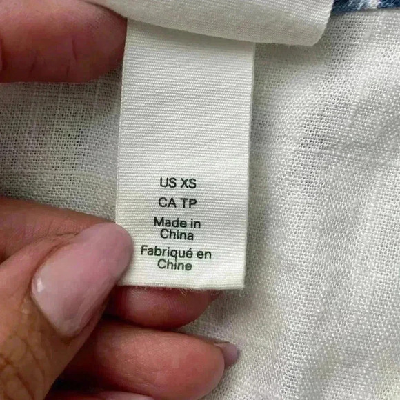 Desmond & Dempsey X H&M Linen Blend Dress XS Blue Trees White NO BELT - Picture 4 of 13